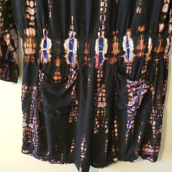 HARD TAIL Forever | Long Sleeve Ombré Tie-Dye Romper Small Bohemian Hippie - Picture 10 of 10